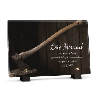 plaque funéraire bucheron avec texte