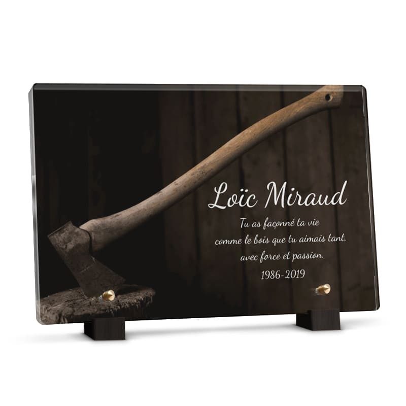 plaque funéraire bucheron avec texte