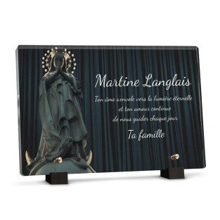 Plaque funéraire Vierge prière personnalisée avec texte