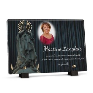 Plaque funéraire Vierge prière personnalisée avec photo