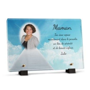 plaque funéraire monter au paradis avec photo