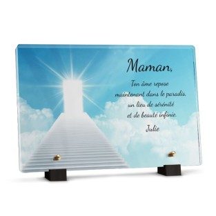 plaque funéraire monter au paradis personnalisée avec texte