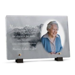 Plaque funéraire chaine montagnes avec photo