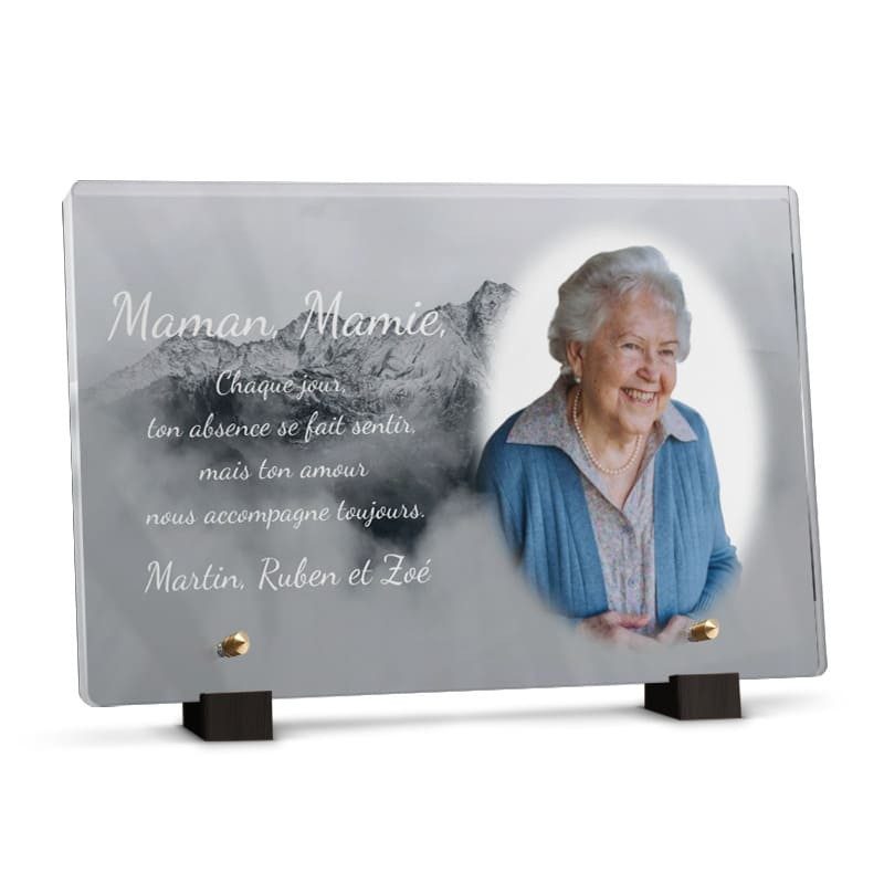 Plaque funéraire chaine montagnes avec photo