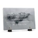 Plaque funéraire chaine montagnes avec texte