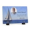 Plaque funéraire bateau océan avec photo