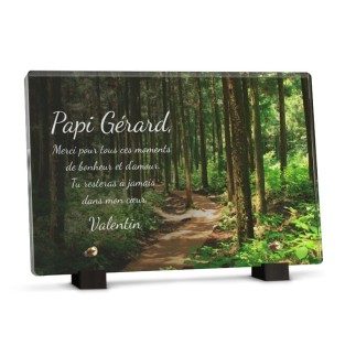 Plaque funéraire ballade en forêt avec texte