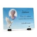 Plaque funéraire colombe dans le ciel avec photo