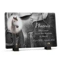 Plaque funéraire selle équitation avec photo