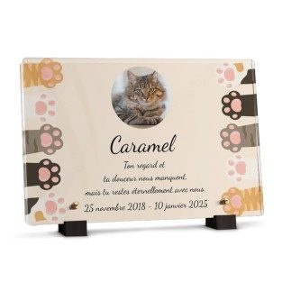 Plaque funéraire pattes de chats avec photo