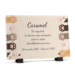 Plaque funéraire pattes de chats avec texte