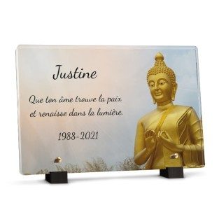 Plaque funéraire bouddha avec texte