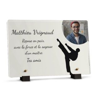 Plaque funéraire arts martiaux avec photo