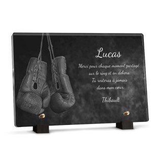 Plaque funéraire boxe avec texte