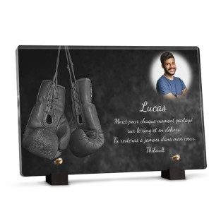Plaque funéraire boxe avec photo