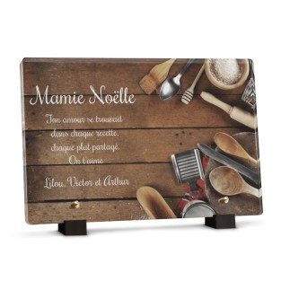 Plaque funéraire cuisine avec texte