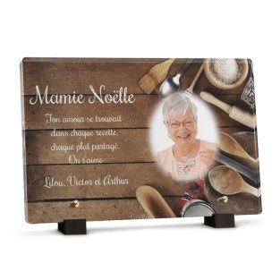 Plaque funéraire cuisine avec photo