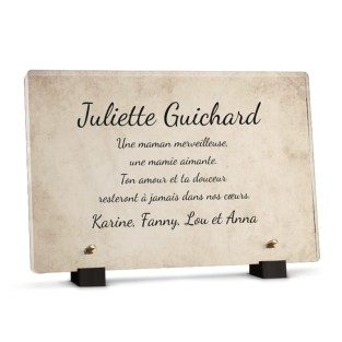 Plaque funéraire parchemin avec texte personnalisé