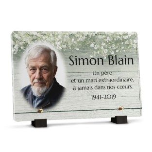 Plaque funéraire fleurs avec photo