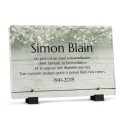 Plaque funéraire fleurs avec texte