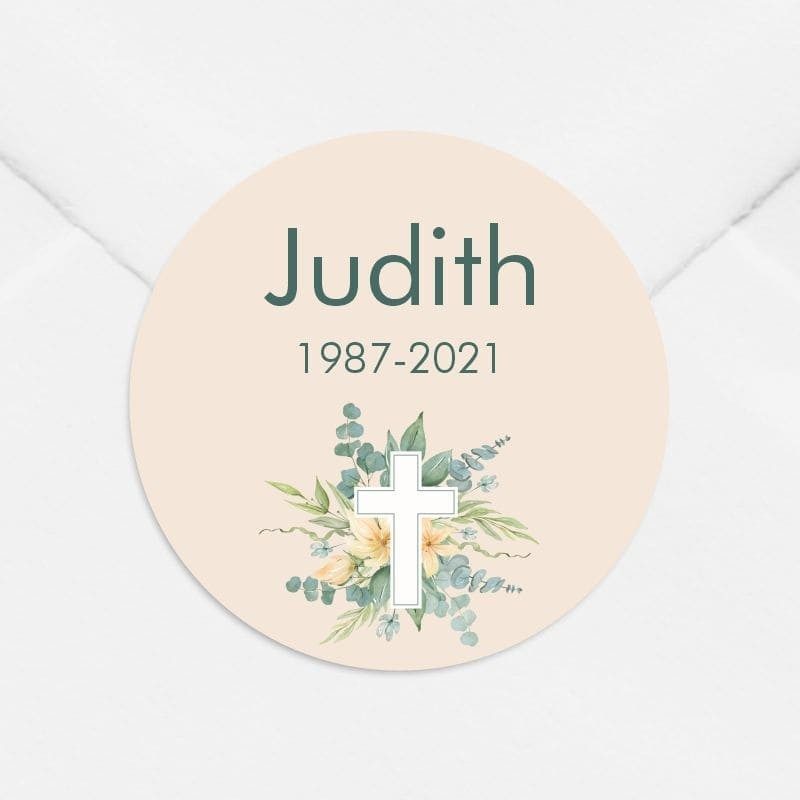 Stickers décès personnalisé croix catholique