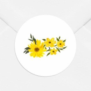 Stickers décès personnalisé fleur jaune
