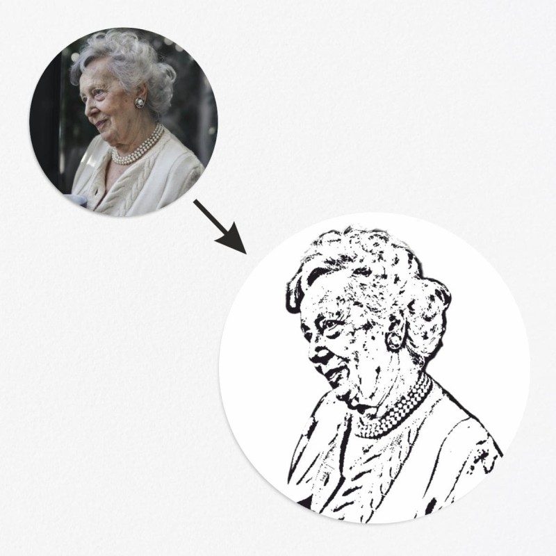 Stickers décès personnalisé photo dessin au trait