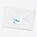 Stickers décès personnalisé bleu plume