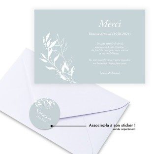 Carte de remerciements décès laurier