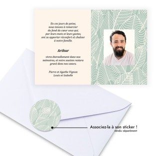 Carte de remerciements décès moderne tropical