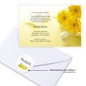 Carte de remerciements décès avec fleur jaune