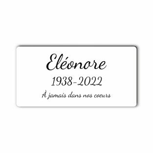 Plaque funéraire gravée rectangulaire long blanc