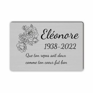 Plaque funéraire gravée rose
