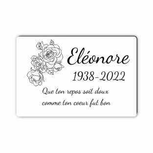 Plaque funéraire gravée rose