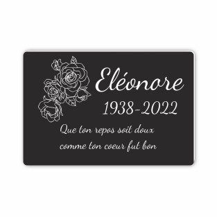 Plaque funéraire gravée rose