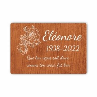 Plaque funéraire gravée rose