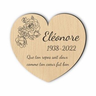 Plaque funéraire gravée cœur rose