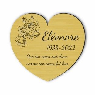 Plaque funéraire gravée cœur rose