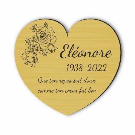 Plaque funéraire gravée cœur rose Plaque funéraire gravée cœur rose