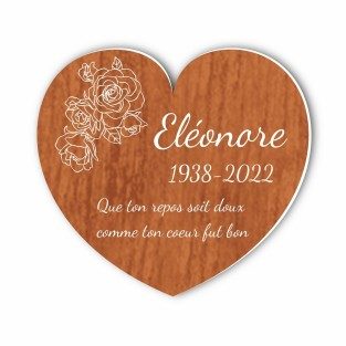 Plaque funéraire gravée cœur rose