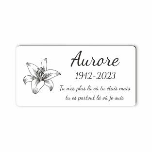 Plaque funéraire gravée fleur
