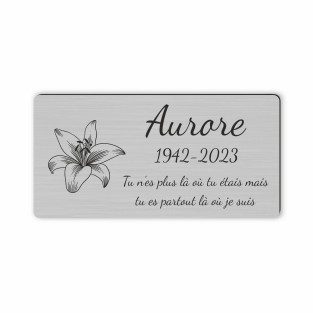 Plaque funéraire gravée fleur