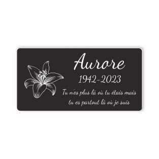 Plaque funéraire gravée fleur