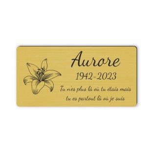 Plaque funéraire gravée fleur