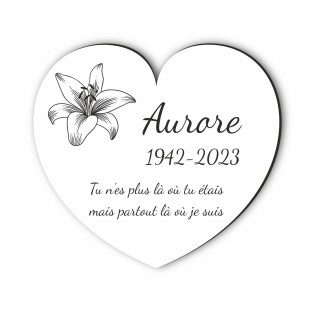 Plaque funéraire gravée cœur fleur