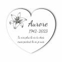 Plaque funéraire gravée cœur fleur