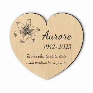Plaque funéraire gravée cœur fleur