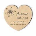 Plaque funéraire gravée cœur fleur