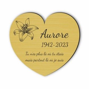 Plaque funéraire gravée cœur fleur