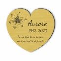 Plaque funéraire gravée cœur fleur